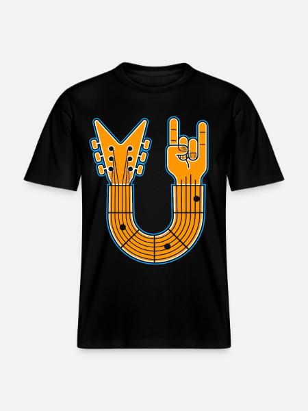 U-Shape Guitar & Rock Hand - RELAXED FIT Unisex Organic T-Shirt - black