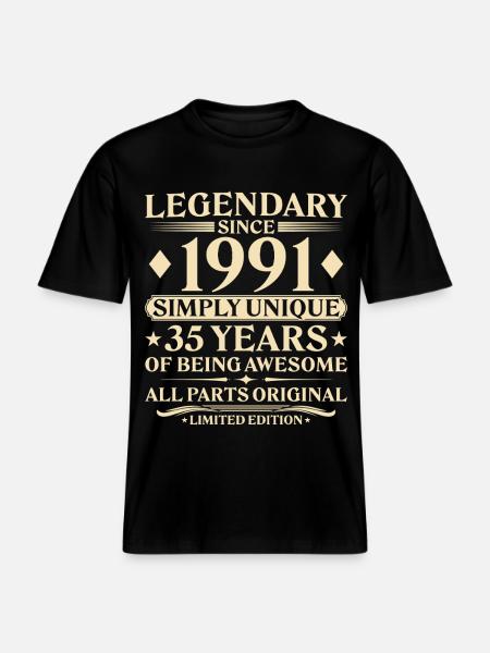 1991 Vintage Born Unik 35-års fødselsdag -  Økologisk unisex T-shirt RELAXED FIT - sort