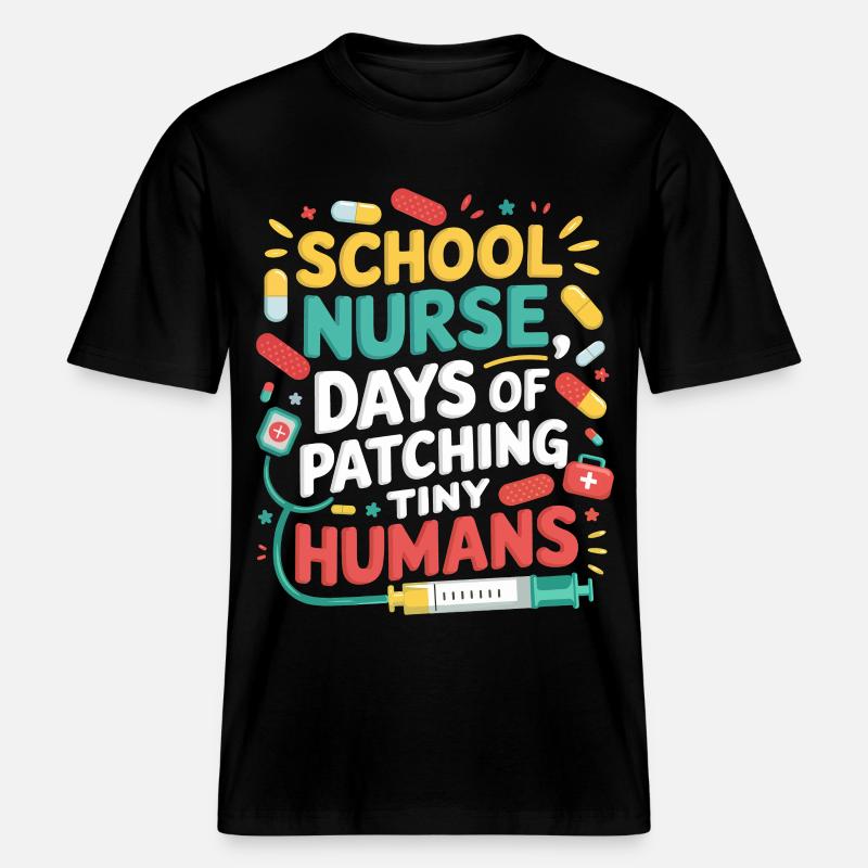 Schulkrankenschwester Patchwork Minis -  RELAXED FIT Unisex Organic T-Shirt - Schwarz
