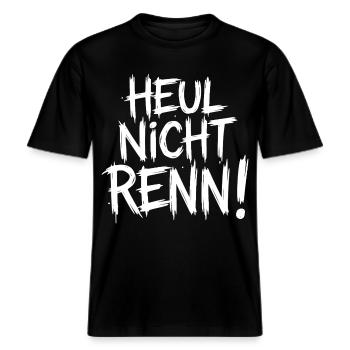 Heul nicht Renn! -  RELAXED FIT Unisex Organic T-Shirt - Schwarz - Vorne - Alina (178cm) & Michal (187cm)