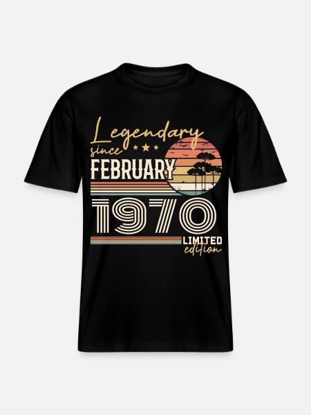 February 1970 Anniversary 1970 Legends February -  RELAXED FIT Unisex Organic T-Shirt - black