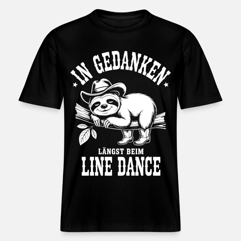 Sloth Line Dance Thoughts -  RELAXED FIT Unisex Organic T-Shirt - black