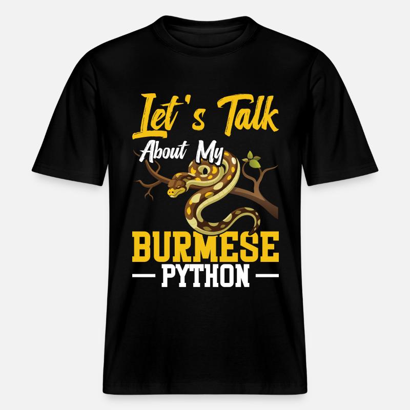 Burmesischer Python-Besitzer Schlangenterrarium Hide Python -  RELAXED FIT Unisex Organic T-Shirt - Schwarz