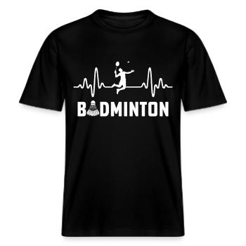 Badminton  -  RELAXED FIT Unisex Organic T-Shirt - Schwarz - Vorne - Alina (178cm) & Michal (187cm)