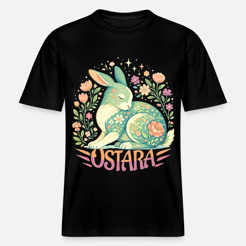 Ostara siunaa hyvää pääsiäistä Ostara Rabbit - RELAXED FIT Unisex Luomu T-paita - musta