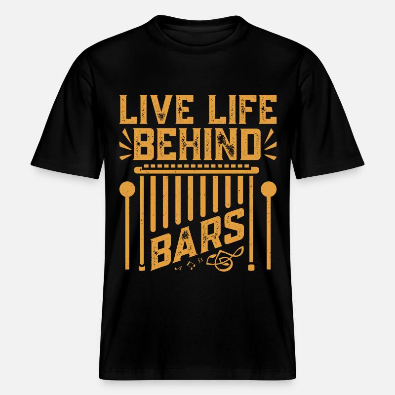 Marimbist Leben hinter Gittern Percussion Pit -  RELAXED FIT Unisex Organic T-Shirt - Schwarz
