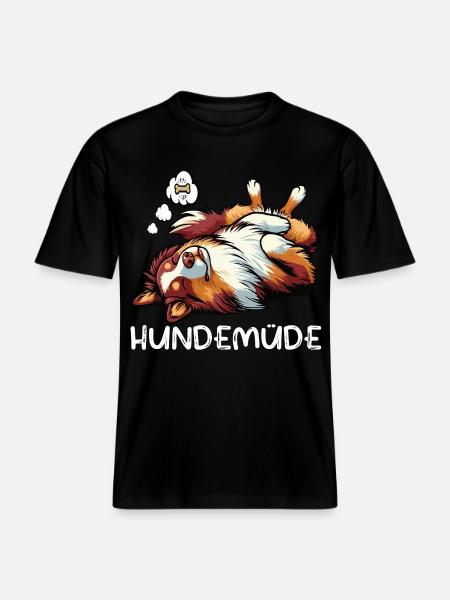 Hundemüde Australian Shepherd Aussie Aussiehalter - RELAXED FIT Unisex Organic T-Shirt - Schwarz