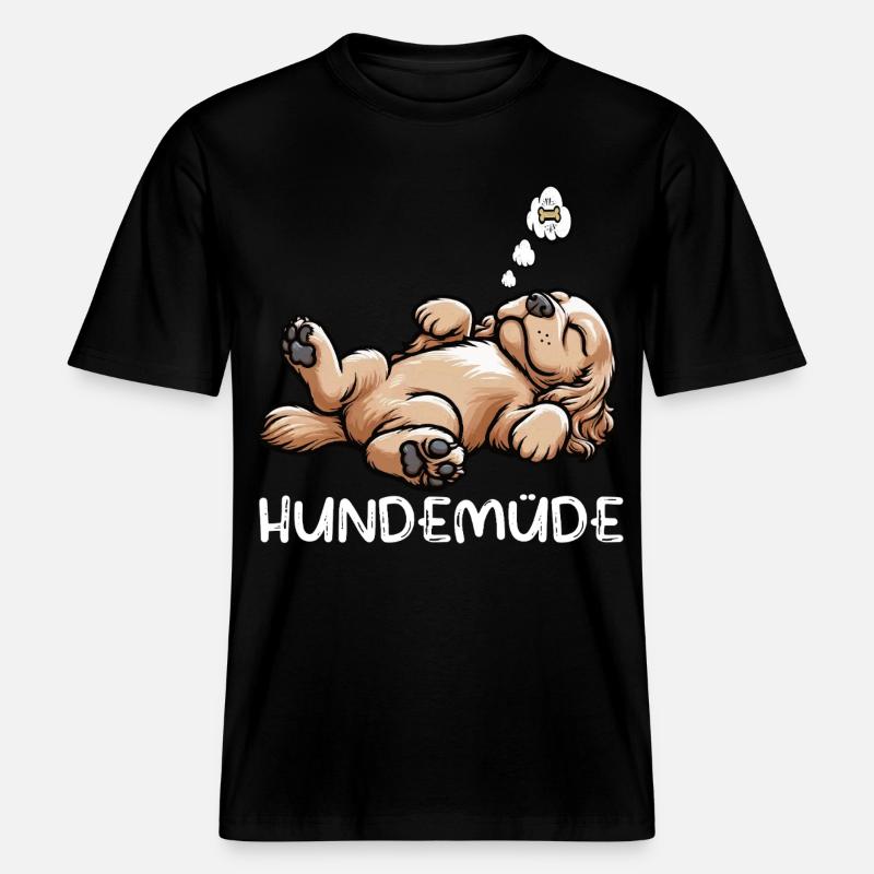Hundemüde Cocker Spaniel Cockerhund Cockerbesitzer -  RELAXED FIT Unisex Organic T-Shirt - Schwarz