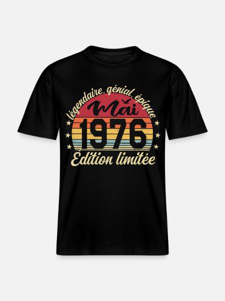 les légendes sont nées mai 1976 - T-shirt unisexe RELAXED FIT en coton bio - noir