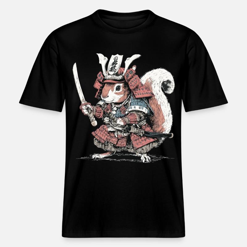 Squirrel Samurai Armor -  RELAXED FIT Unisex Organic T-Shirt - black