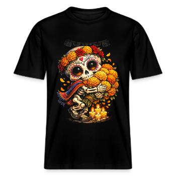 Dia De Los Muertos -  RELAXED FIT Unisex Organic T-Shirt - Schwarz - Vorne - Alina (178cm) & Michal (187cm)