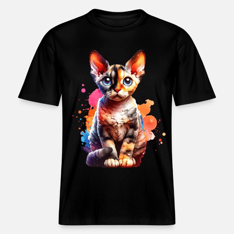 Cadeau Devon Rex -  T-shirt unisexe RELAXED FIT en coton bio - noir