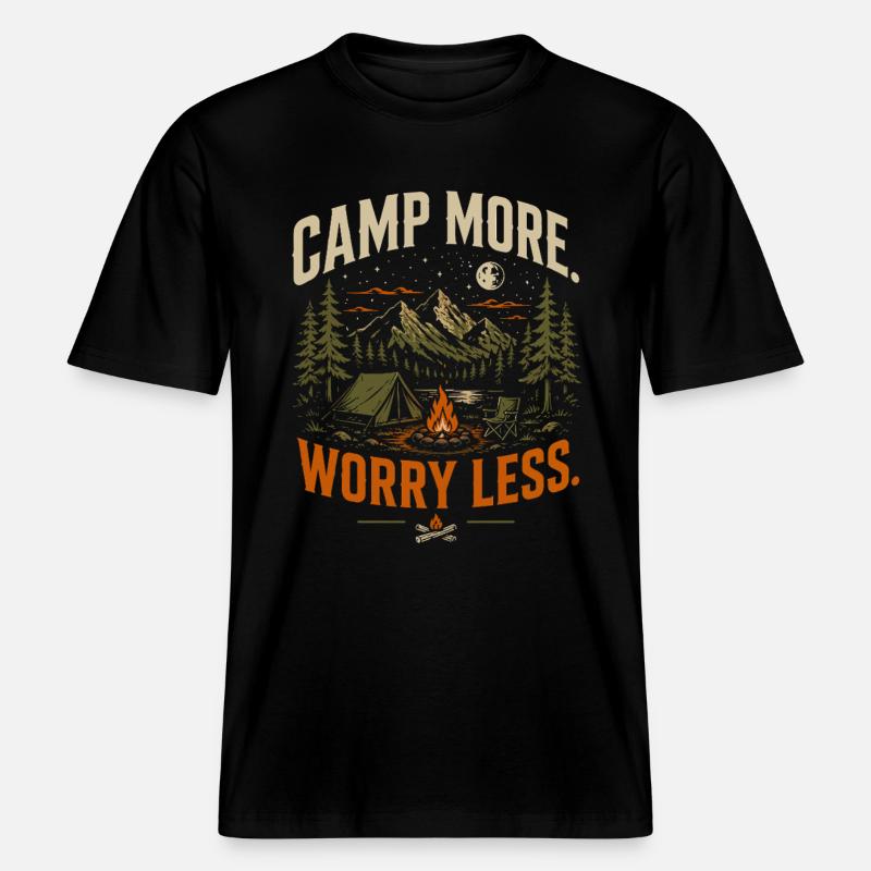 Camper plus, moins de soucis - T-shirt unisexe RELAXED FIT en coton bio - noir