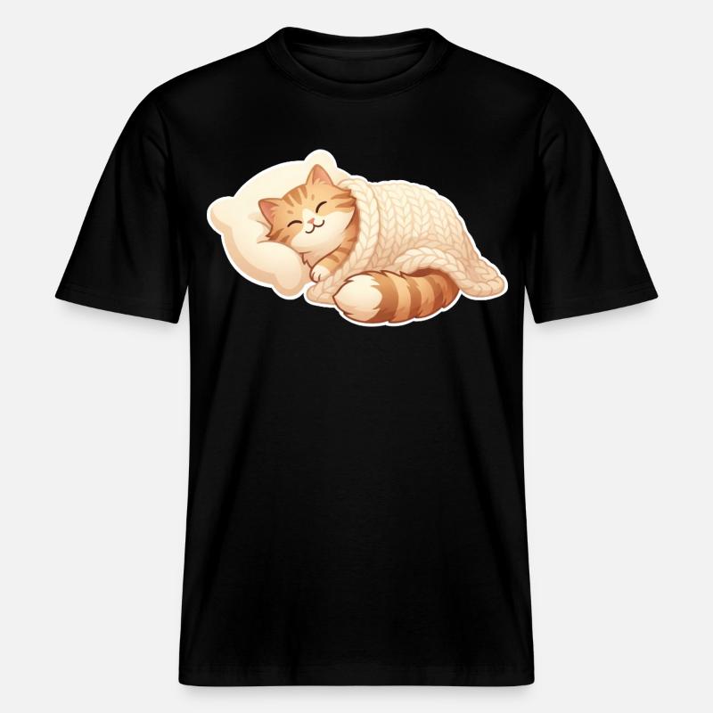 Cat sleeping -  RELAXED FIT Unisex Organic T-Shirt - black