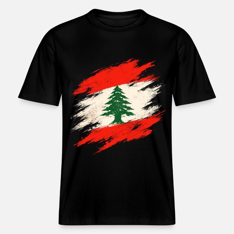 Liban Libanais -  T-shirt unisexe RELAXED FIT en coton bio - noir