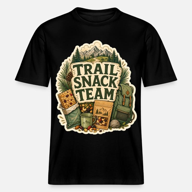 TRAIL SNACK TEAM Snacks - RELAXED FIT Unisex Organic T-Shirt - black