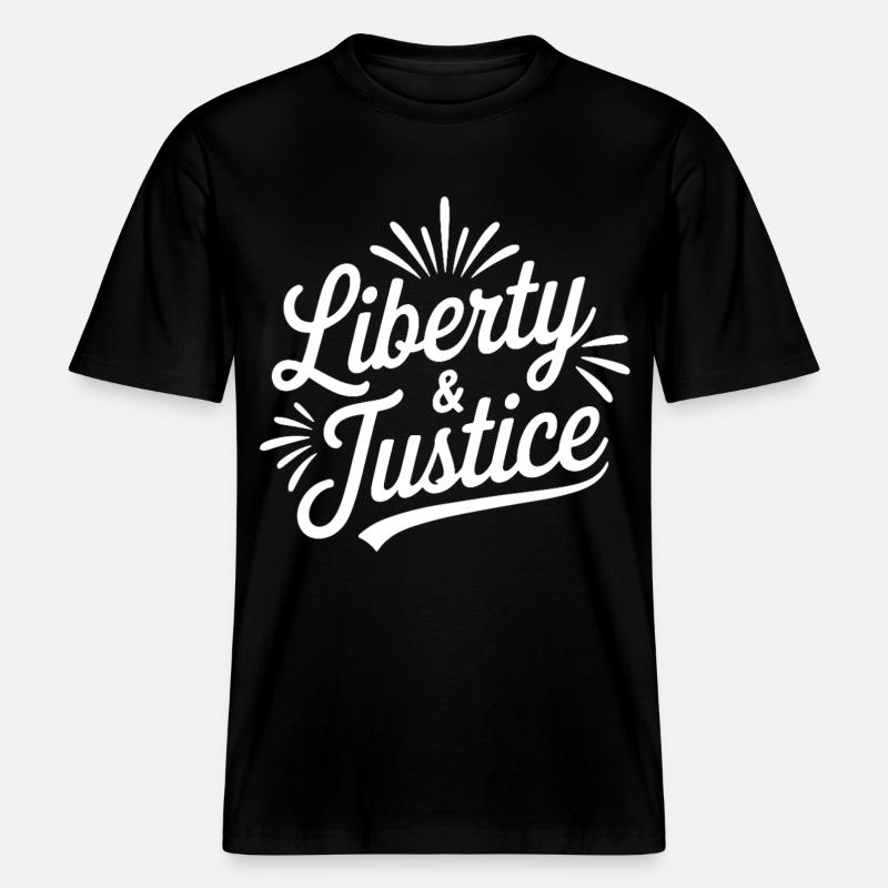 Freedom & Justice Script -  RELAXED FIT Unisex Organic T-Shirt - black