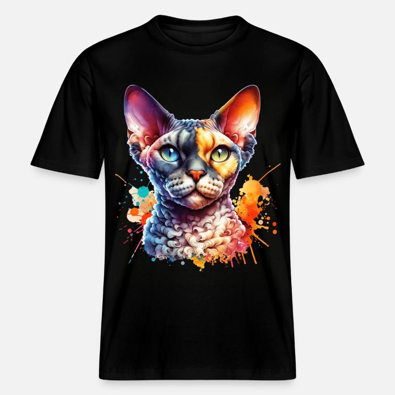 Devon Rex Motiv -  RELAXED FIT Unisex Organic T-Shirt - Schwarz