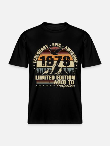 Regalo per il 50° compleanno 1976 Vintage Retro -  Maglietta ecologica Unisex RELAXED FIT - nero