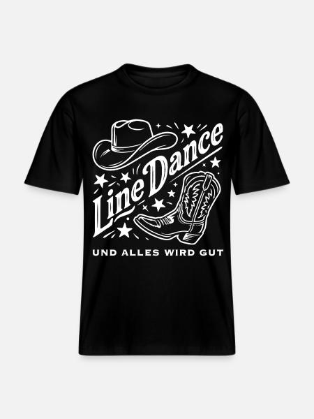 Line Dance Cowboy Flair - RELAXED FIT Unisex Organic T-Shirt - Schwarz