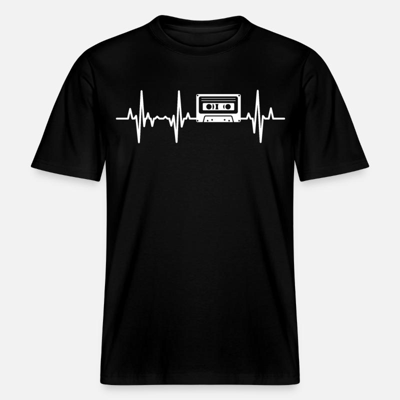 80er Kassette Herzfrequenz -  RELAXED FIT Unisex Organic T-Shirt - Schwarz