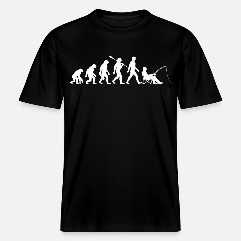 Evolution - Pêcheur, Cadeau de pêche -  T-shirt unisexe RELAXED FIT en coton bio - noir