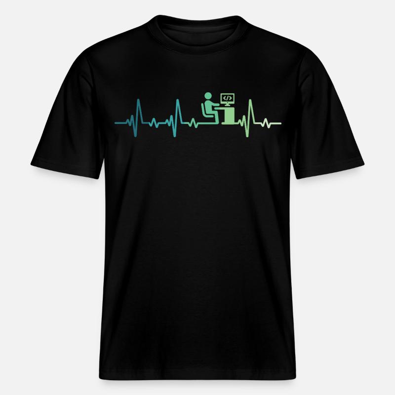 Heartbeat Programmer Developer -  RELAXED FIT Unisex Organic T-Shirt - black