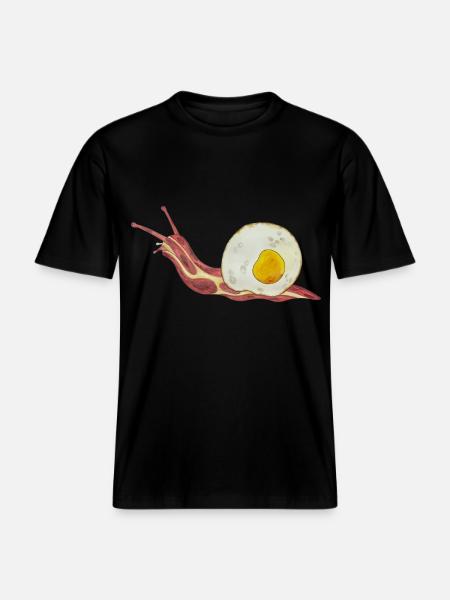 Baconschnecke Bacon and egg Spiegelei -  RELAXED FIT Unisex Organic T-Shirt - Schwarz
