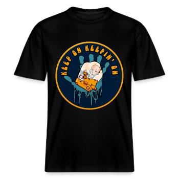 Keep on keepin on - BB batch design -  RELAXED FIT Unisex Organic T-Shirt - black - Front - Alina (178cm) & Michal (187cm)
