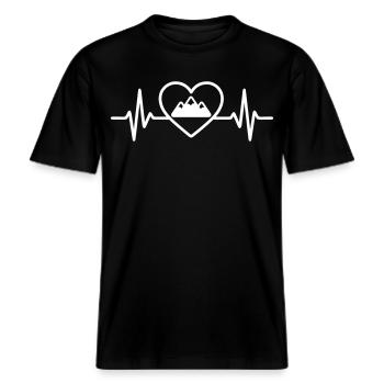 Cœur Montagne -  T-shirt unisexe RELAXED FIT en coton bio - noir - Devant - Alina (178cm) & Michal (187cm)