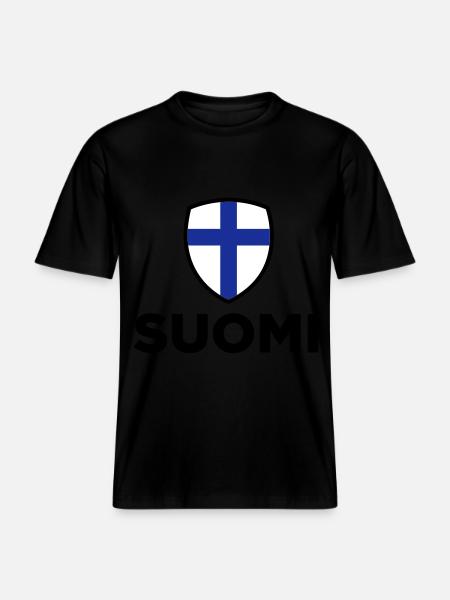 National Flag of Finland - RELAXED FIT Unisex Organic T-Shirt - black