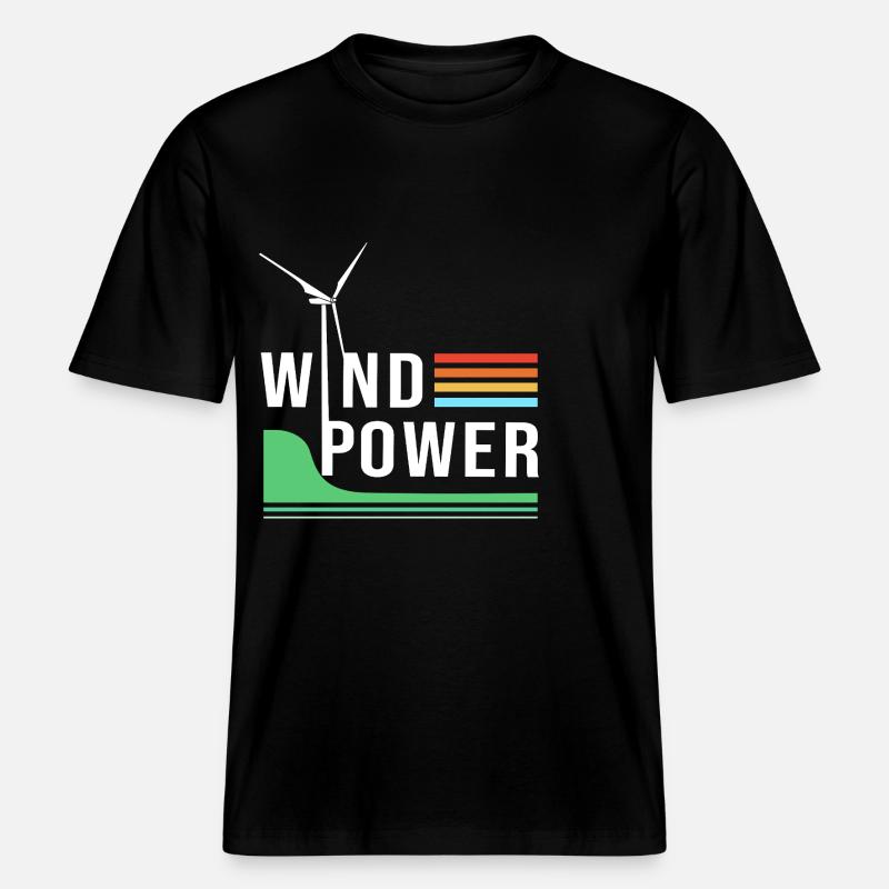 Éolienne, énergie éolienne, énergie éolienne -  T-shirt unisexe RELAXED FIT en coton bio - noir