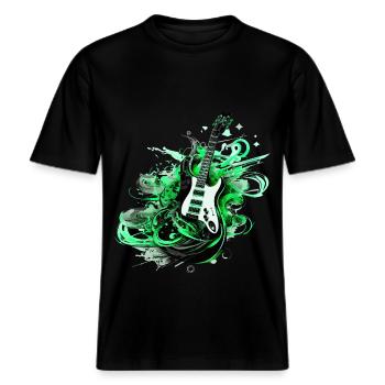 E-Gitarre Gitarre Gitarrist Musik Instrument Rock -  RELAXED FIT Unisex Organic T-Shirt - Schwarz - Vorne - Alina (178cm) & Michal (187cm)