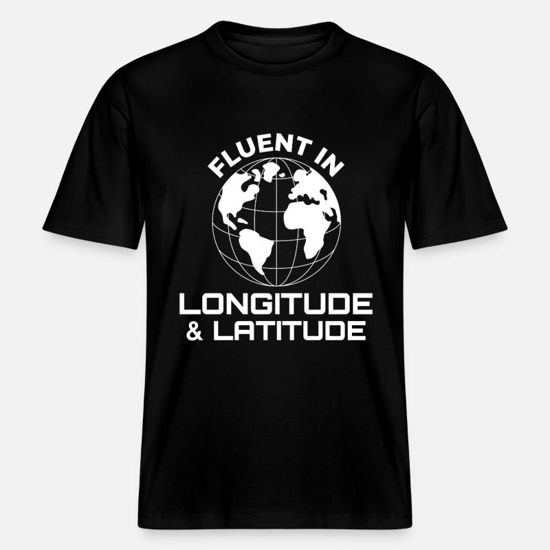 Fluent Longitude Latitude GIS Globe -  T-shirt unisexe RELAXED FIT en coton bio - noir