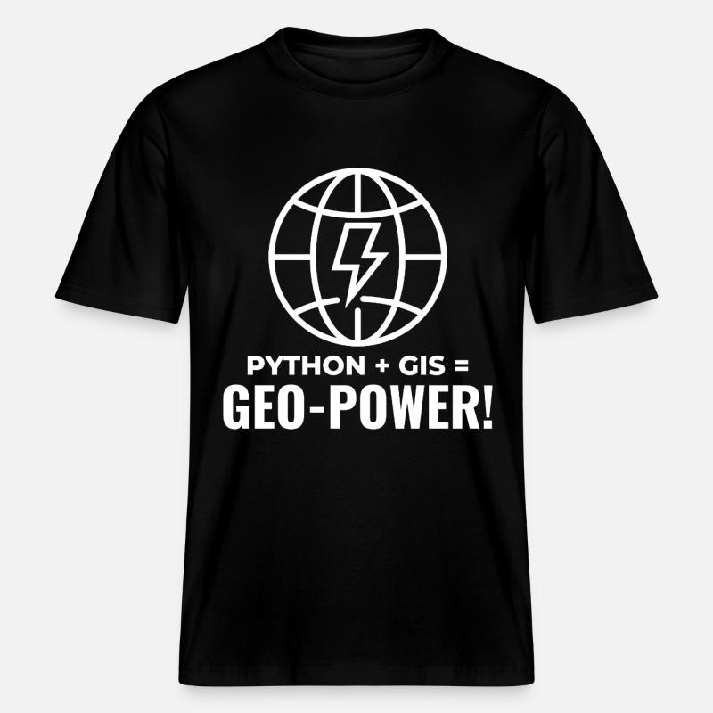 Python SIG Géo-Puissance Programmation Géospatial -  T-shirt unisexe RELAXED FIT en coton bio - noir