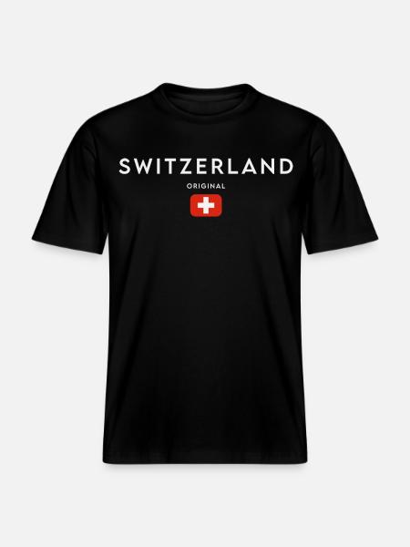 Flag of Switzerland, Swiss pride - RELAXED FIT Unisex Organic T-Shirt - black