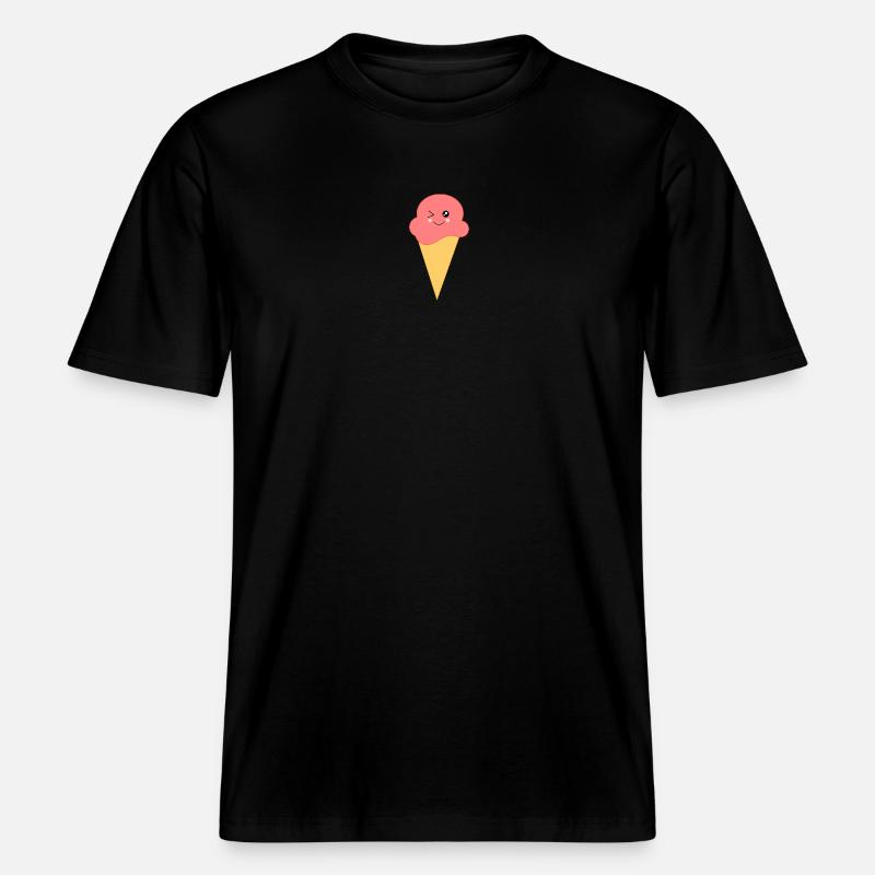 Eis Eiscreme Erdbeereis -  RELAXED FIT Unisex Organic T-Shirt - Schwarz
