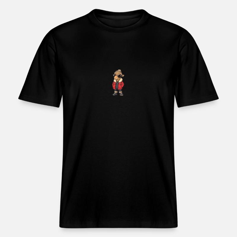 Kamel Winter Comic -  RELAXED FIT Unisex Organic T-Shirt - Schwarz