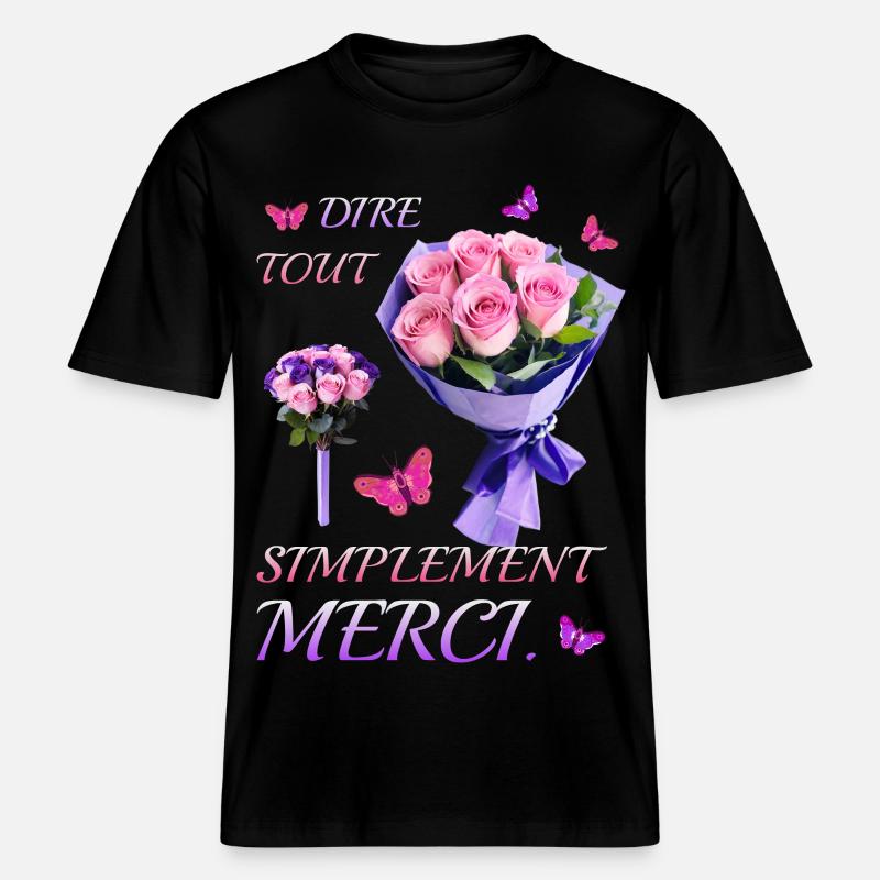 Dites simplement merci. -  T-shirt unisexe RELAXED FIT en coton bio - noir