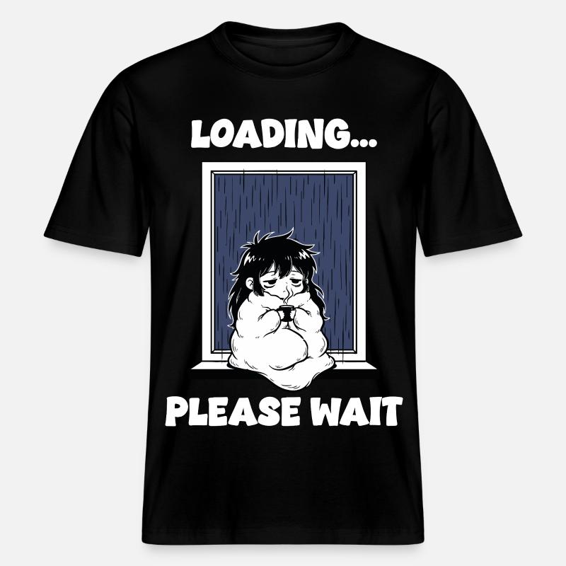 Pluie Loading Please Wait Manga Mood -  T-shirt unisexe RELAXED FIT en coton bio - noir