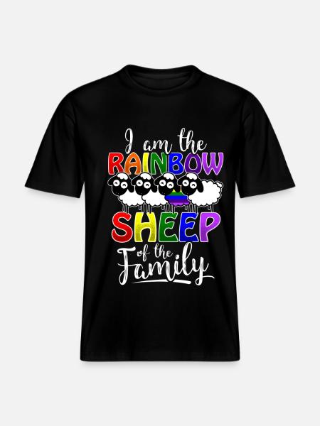 Rainbow Sheep - Gay Pride - RELAXED FIT Unisex Organic T-Shirt - black