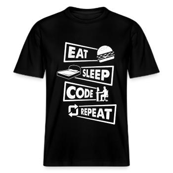 Informatik IT Entwickler Nerd Geek Informatiker -  RELAXED FIT Unisex Organic T-Shirt - Schwarz - Vorne - Alina (178cm) & Michal (187cm)