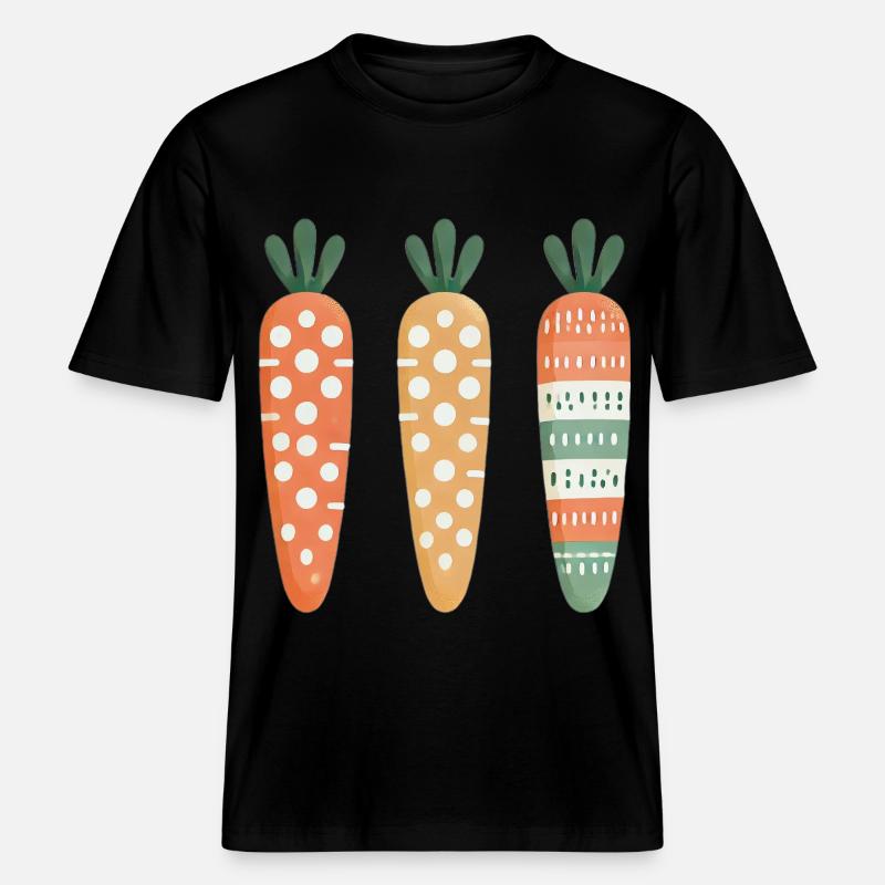 Cute Carrot Pattern Easter Joy -  RELAXED FIT Unisex Organic T-Shirt - black