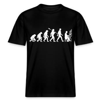 Evolution - Organist - Orgel - Orgelpfeifen -  RELAXED FIT Unisex Organic T-Shirt - Schwarz - Vorne - Alina (178cm) & Michal (187cm)