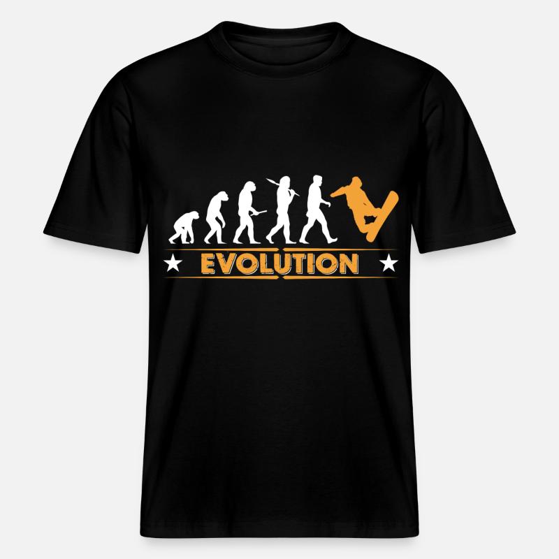 Snowboard Evolution - orange/weiss -  RELAXED FIT Unisex Organic T-Shirt - Schwarz