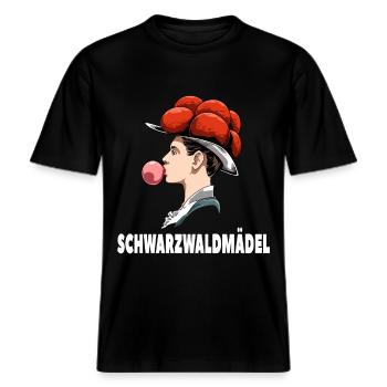 Bollenhut Schwarzwald Schwarzwaldmädel -  RELAXED FIT Unisex Organic T-Shirt - Schwarz - Vorne - Alina (178cm) & Michal (187cm)