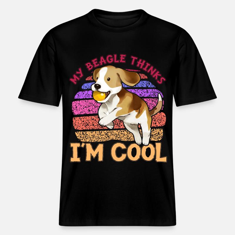 My Beagle thinks I'm cool - RELAXED FIT Unisex Organic T-Shirt - Schwarz