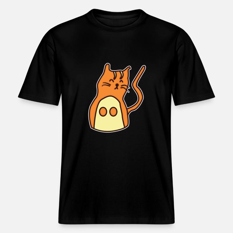 Chat dessiné à la main - T-shirt unisexe RELAXED FIT en coton bio - noir