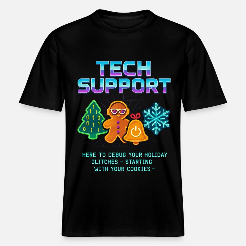 Funny Technical Support Debug Christmas -  RELAXED FIT Unisex Organic T-Shirt - black