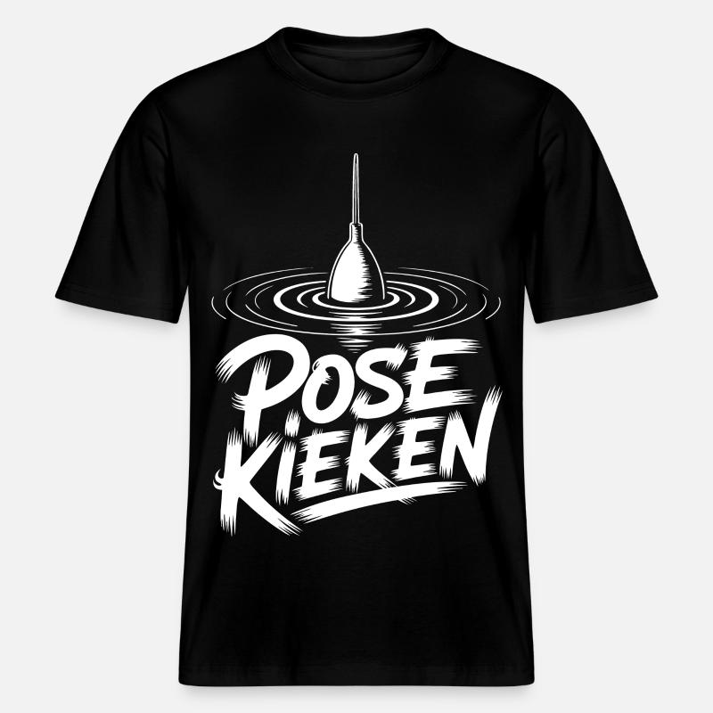 Conception de la posture du pêcheur -  T-shirt unisexe RELAXED FIT en coton bio - noir